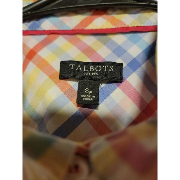 Women's Talbots Multi Colored Plaid Buttonup Shirt Longsleeved Cotton SP - Picture 2 of 6